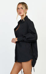 Kalpena Shirt - Ruched Side Oversized Shirt in Black