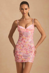 Embellished Camisole Bodycon Mini Dress in Pink