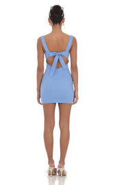 Square Neck Bodycon Dress in Blue