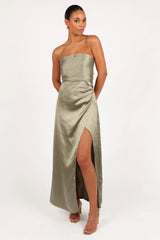 Kara Strapless Maxi Dress - Olive