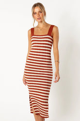 Ledger Midi Dress - Tan Stripe