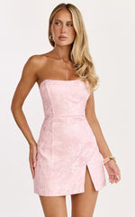 Brailey Mini Dress - Strapless Dress in Pink