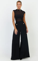 Clara Pants - High Waisted Wide Leg Pants in Black