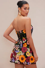 Marcella Embroidered A-Line Mini Dress