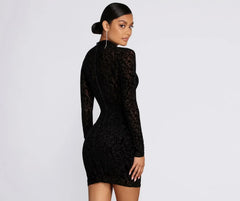 Fab Flocked Velvet Mini Dress