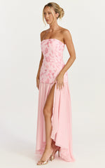 Electra Maxi Dress - Strapless Sequin Embellished Dress in Soft Pink