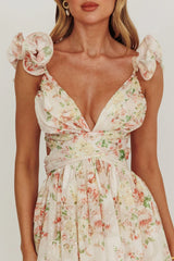 Roselle Backless Ruffle Maxi Dress Floral Multi