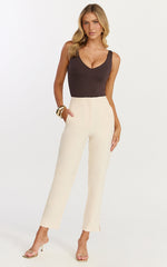 Ivy Pants - High Waisted Slim Cropped Pants in Cream