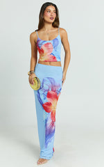Lilly Maxi Skirt - Mesh Low Waist Skirt in Electric Orchid