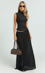 Lioness - Ford Maxi Skirt in Onyx Polka