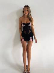 Meredith-Strapless-Mini-Dress-Black-Pink