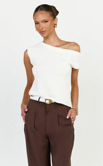 Marilou Top - Knit Off Shoulder Top in White