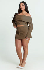 Ursula Mini Skirt - Structured Tailored Skirt in Mocha