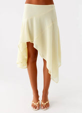 Kia Low Rise Asymmetrical Midi Skirt - Yellow