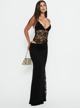 Chantella Lace Cut Out Maxi Dress Black