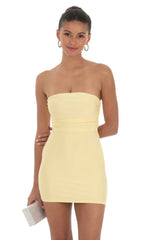 Strapless Sequin Butterfly Bodycon Dress in Yellow