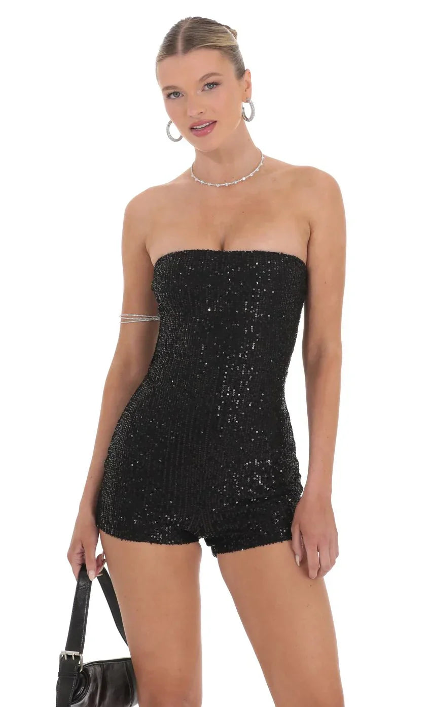 Strapless Sequin Bodycon Romper