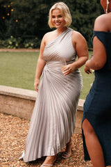 Kleo One Shoulder Maxi Dress - Silver