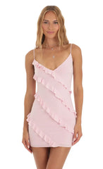 Ruffle Mini Dress in Pink