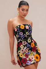 Marcella Embroidered A-Line Mini Dress