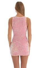 Velvet Sequin Dress in Pink