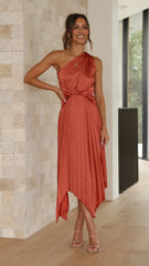 Cali One Shoulder Midi Dress - Copper