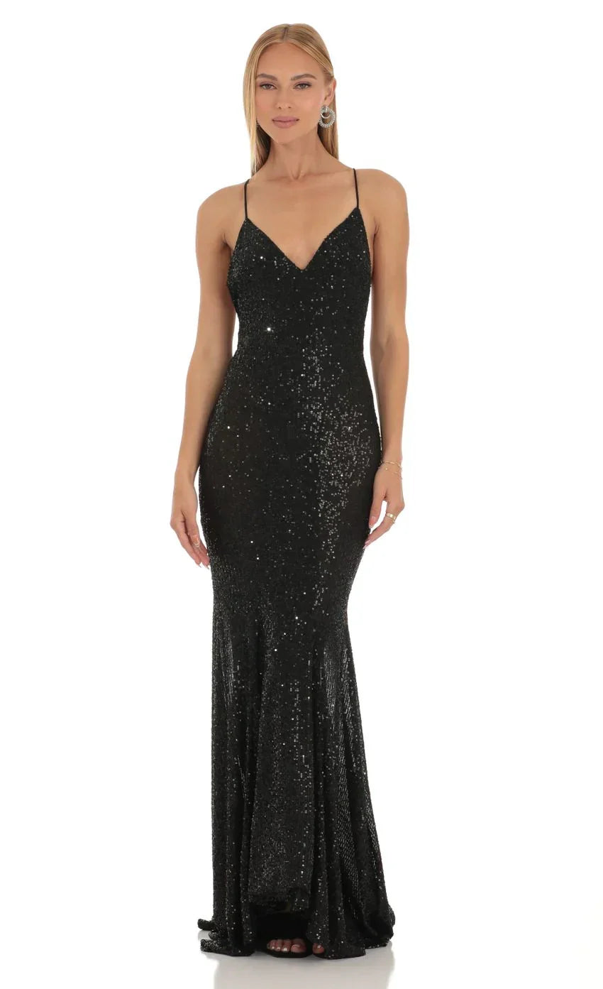 Sequin Mermaid Dress in Black