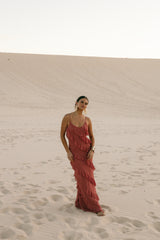 Ciao Ruffles Maxi Dress - Rosewood
