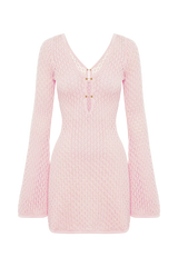 Kayleigh Crochet Knit Mini Dress - Rosewater