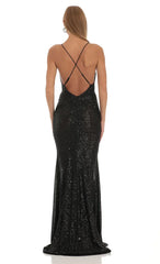 Sequin Mermaid Dress in Black
