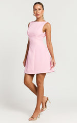 Arisa Mini Dress - High Neck Backless Dress in Pink