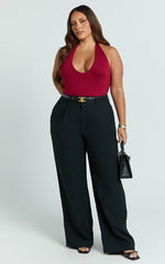 Augustus Pants - High Waisted Wide Leg Tailored Pants in Black