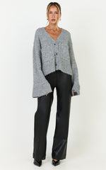Becka Cardigan - Oversized Recycled Knitted Button Through Cardigan in Grey