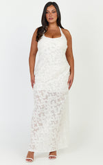Benny Maxi Dress - Halter Neck Backless Bodycon Dress in Off White