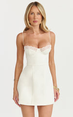 Benson Mini Dress - Sweetheart Fit And Flare Tulip Dress in Off White