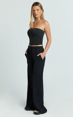 Davie Pants  - High Waisted Wide Leg Pants in Black