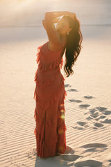 Ciao Ruffles Maxi Dress - Rosewood