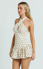 Elise Mini Dress - Keyhole Halter Dress in White
