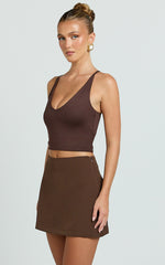 Hyde Skort - Mid Waist A-Line Skort in Chocolate
