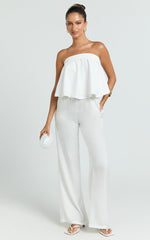Imara Top - Strapless Peplum Top in Off White