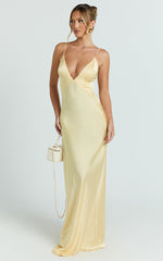 Quincy Maxi Dress - Satin Slip Dress in Lemon