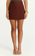 Robilyn Skort - Linen Look Skort in Chocolate