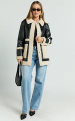Ruth Jacket - Faux Shearling Aviator Jacket in Black