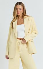 Selena Blazer - Oversized Single Breasted Blazer in Lemon