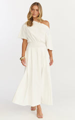 Tami Midi Dress - Off Shoulder Dress in White