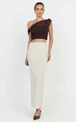 Vance Maxi Skirt - Linen Back Split Skirt in Oat