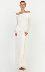Waverly Maxi Dress - Long Sleeve Off Shoulder Dress in Cream